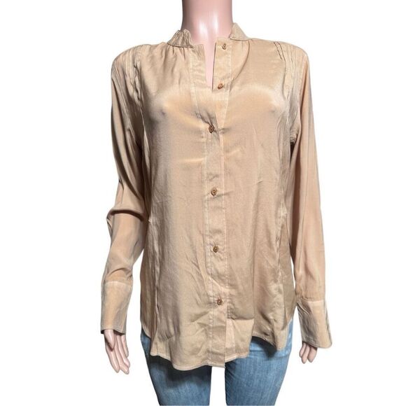 Pulp long sleeve mandarin collar hazelnut Shirt M - Picture 6 of 8